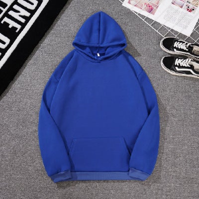 Plain casual hoodie student plus fleece hoodie Hoodies for c Blue 