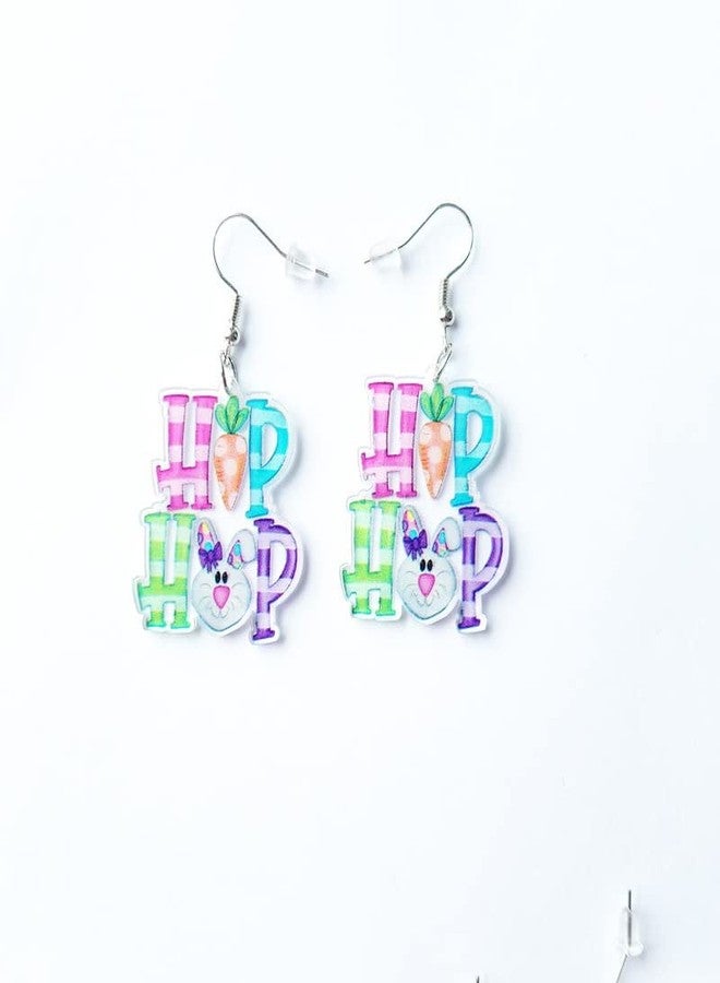 Pingyongchang Easter Gifts,Rabbit Dangle Earrings Set for Women Handmade Colorful Eggs Printed Teardrop Acrylic Earrings Happy Easter Holiday Jewelry Gifts Festive Party Decorations - Image 4