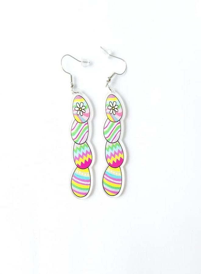 Pingyongchang Easter Gifts,Rabbit Dangle Earrings Set for Women Handmade Colorful Eggs Printed Teardrop Acrylic Earrings Happy Easter Holiday Jewelry Gifts Festive Party Decorations - Image 3