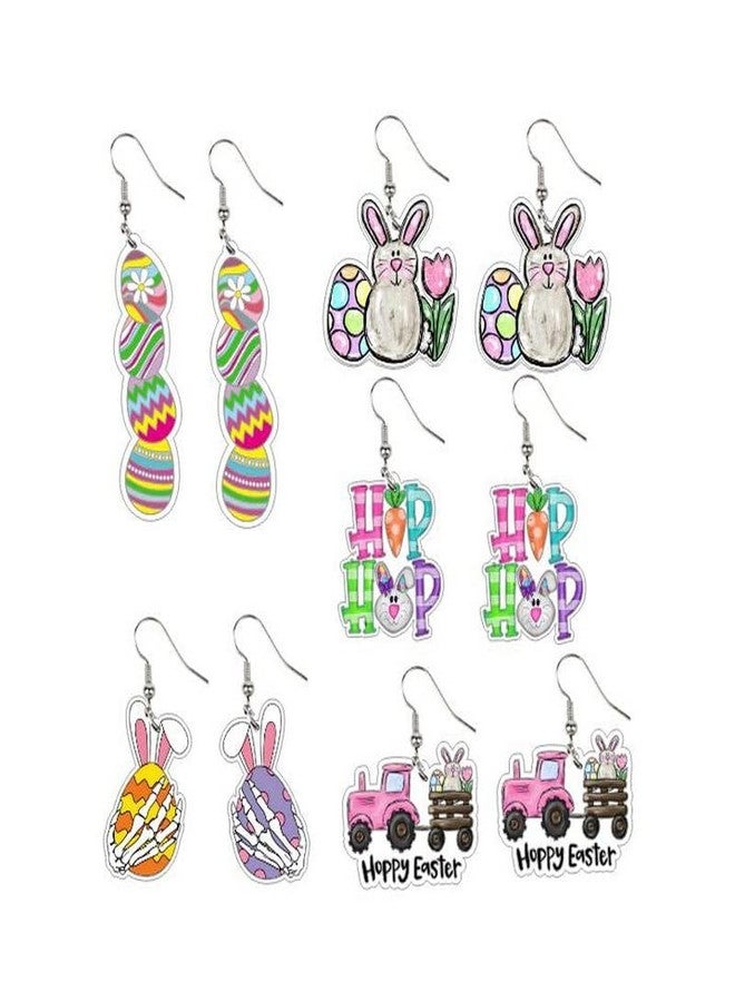 Pingyongchang Easter Gifts,Rabbit Dangle Earrings Set for Women Handmade Colorful Eggs Printed Teardrop Acrylic Earrings Happy Easter Holiday Jewelry Gifts Festive Party Decorations - Image 1