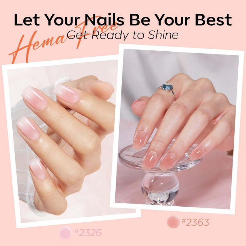 modelones طلاء أظافر جل موديلونز 6 ألوان خالي من الهيما شفاف جلي مائل إلى الوردي الوردي الشفاف محايد جل طلاء أظافر نقع طلاء أظافر فرنسي فن الأظافر مانكير DIY هدية للنساء - Image 2