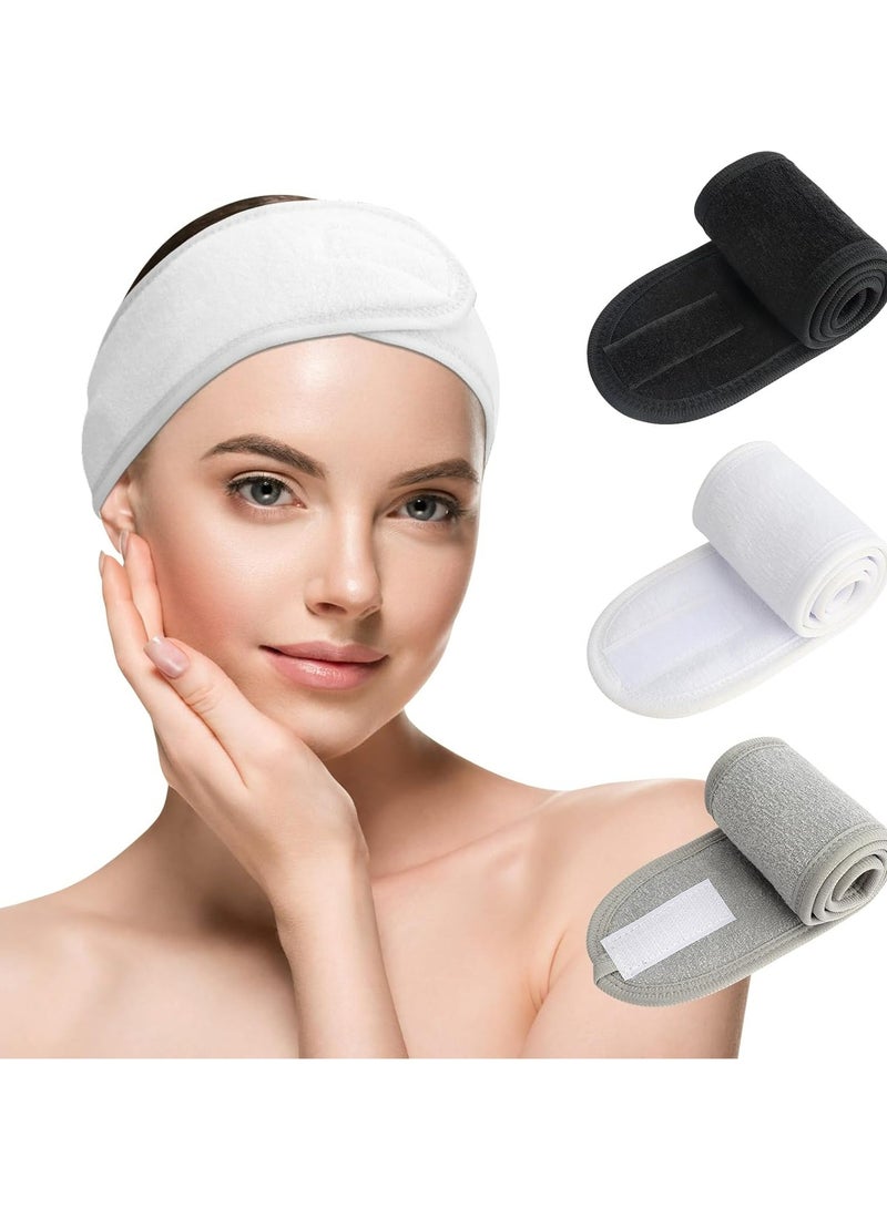 أوزيغالور ٣ قطع عصابات رأس للعناية بالبشرة والمكياج للنساء والفتيات (أسود، أبيض، رمادي) - Image 1