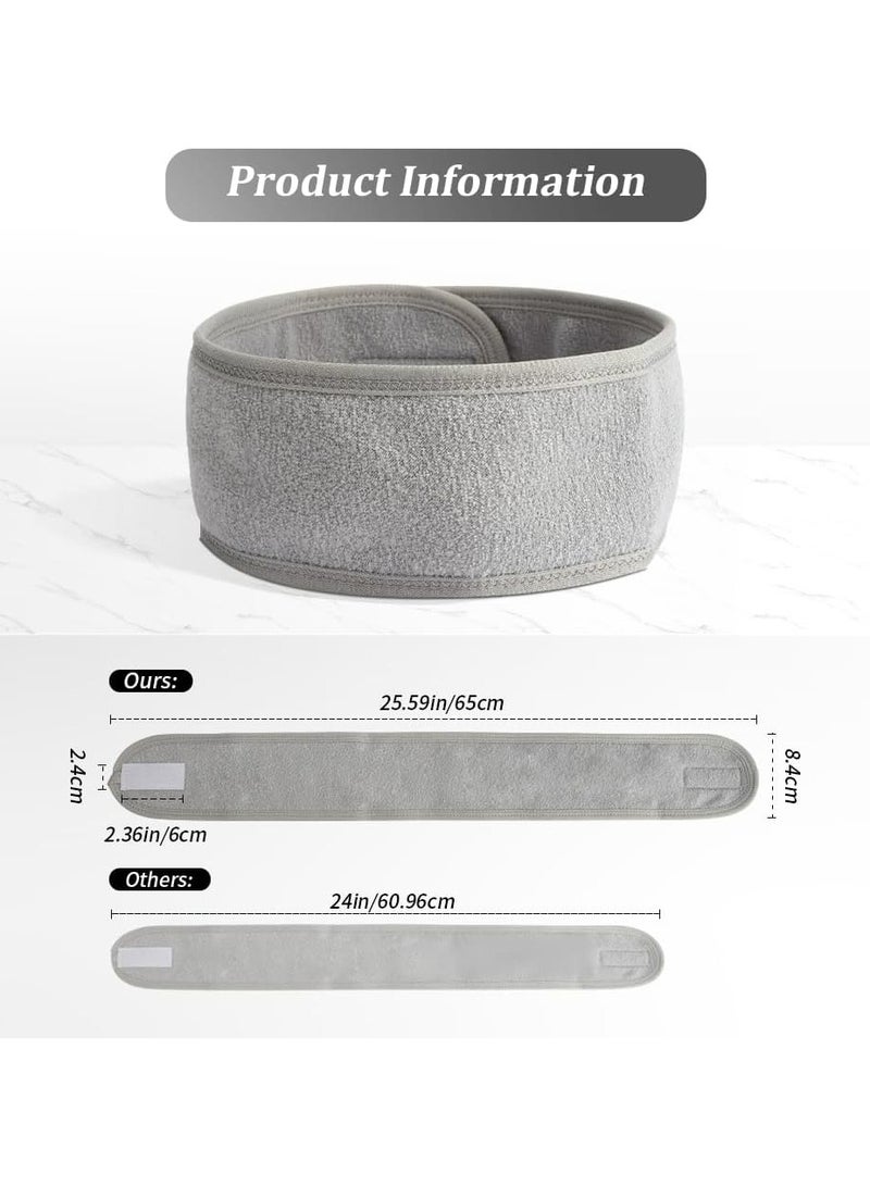 أوزيغالور ٣ قطع عصابات رأس للعناية بالبشرة والمكياج للنساء والفتيات (أسود، أبيض، رمادي) - Image 3