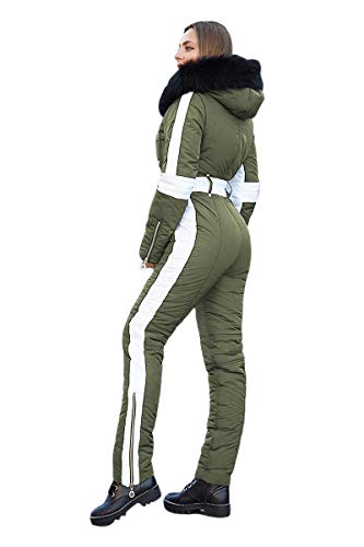 Yousify Womens Winter Onesie Ski Jumpsuits Outdoor Sports Waterproof Snowsuit Removable Faux Fur Collar Coat Jumpsuit - Image 3