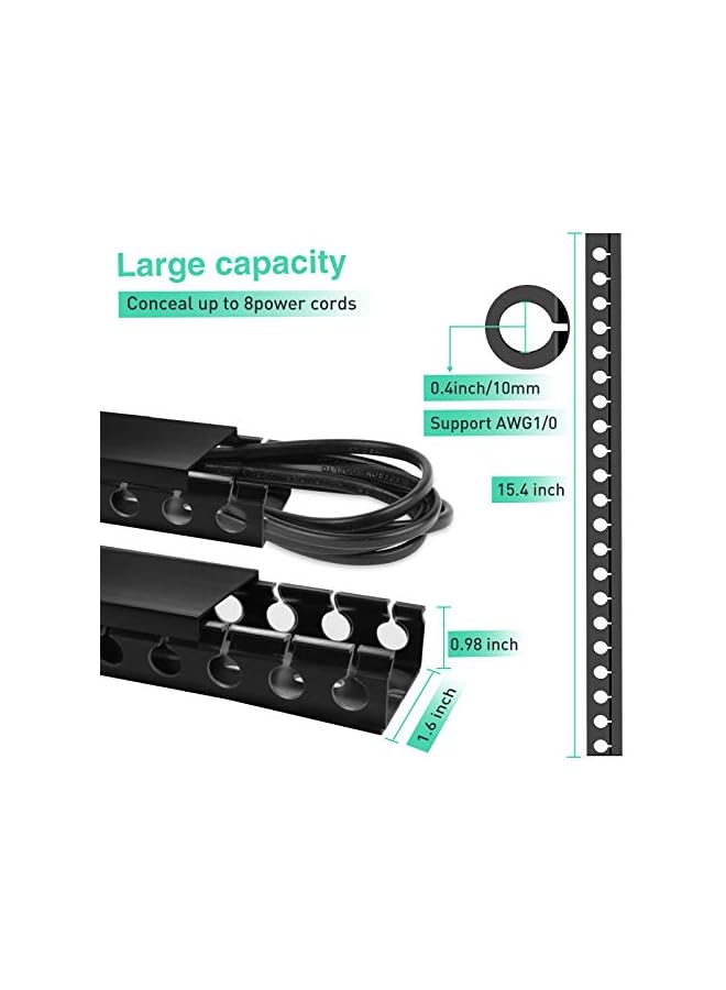 promass Updated Cable Raceway Kit - 77 (5x15.4) Inch Open Slot Wire Covers for Cords, Under Desk Cable Management System to Hide Under Desk/Tv/Computer/Net/Power Cords, (Pack 5) - Image 3