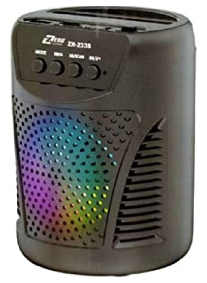 Bluetooth Speaker with SD Card Reader, AUX, USB (Black, Model ZR-233S) - Image 1