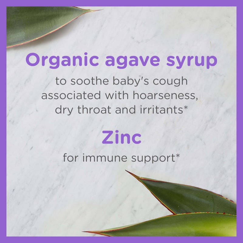 Zarbee's Baby Agave Cough Syrup + Immune for Babies 6+ Months, Safe & Effective with Cough Soothingâœ Organic Agave & Zinc for Immune Support*, Natural Grape Flavor, 2Fl Oz - Image 2