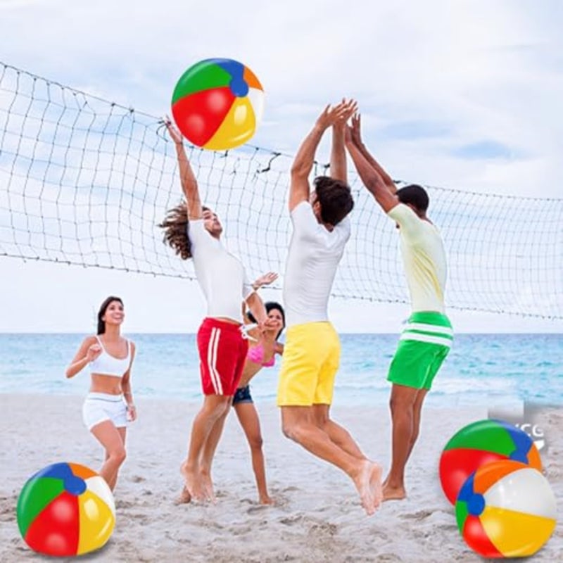 28 Pack 12 Inch Rainbow Inflatable Beach Balls, Bulk Pool Toys for Swimming Pool Toys Beach Ball, Perfect for Backyard Outdoor Summer Games, Hawaiian Tropical Luau Themed Pool Party Decorations - Image 3