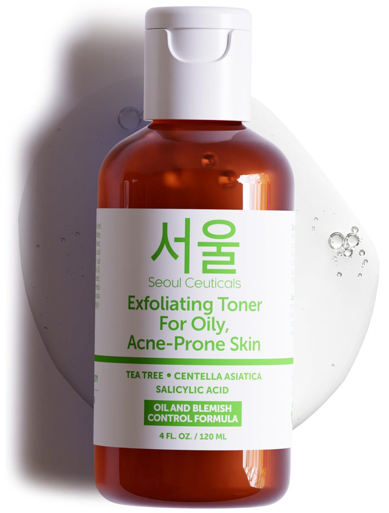 SeoulCeuticals Korean Toner for Oily Acne Prone Skin â€“ Korean Skin Care Tea Tree Toner for Face â€“ Facial Toner Centella Asiatica, Salicylic Acid. 4 FL OZ - Image 1