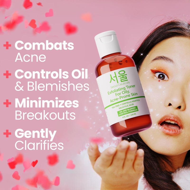 SeoulCeuticals Korean Toner for Oily Acne Prone Skin â€“ Korean Skin Care Tea Tree Toner for Face â€“ Facial Toner Centella Asiatica, Salicylic Acid. 4 FL OZ - Image 2