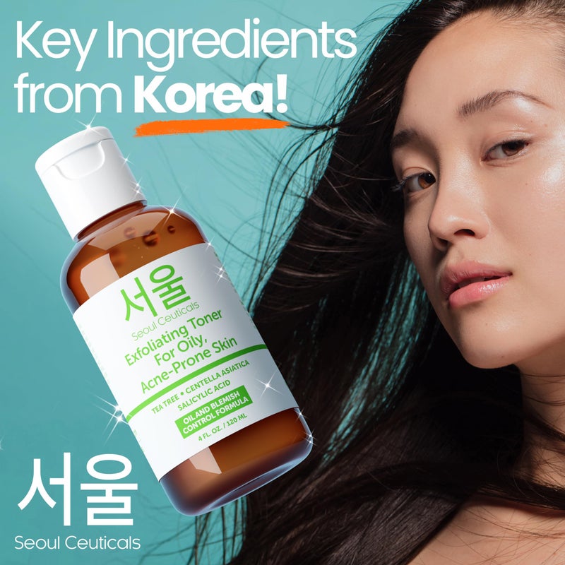 SeoulCeuticals Korean Toner for Oily Acne Prone Skin â€“ Korean Skin Care Tea Tree Toner for Face â€“ Facial Toner Centella Asiatica, Salicylic Acid. 4 FL OZ - Image 5