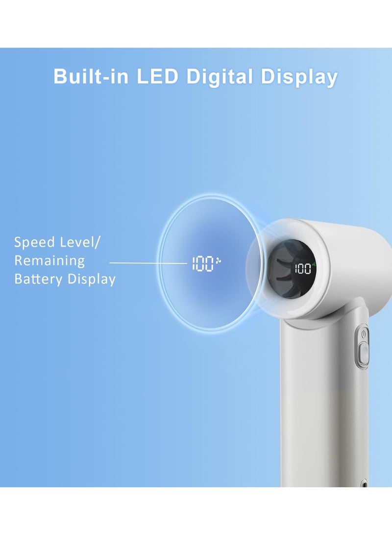 TONEOF Upgraded Handheld Turbo Fan, 5000mAh Rechargeable Portable Personal Fan, Mini Desk Fans with a Lanyard, 5 Speeds, LED Display, High Speed Cooling - Image 3