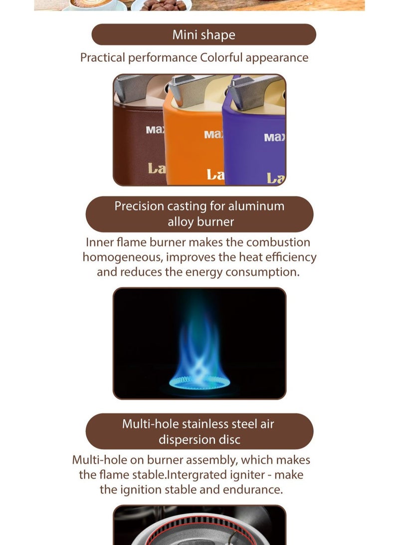 ماكسن موقد غاز محمول للتخييم تانجرين، بموقد من الألمنيوم المصبوب بدقة، تصميم لهب داخلي، نظام قفل مغناطيسي، قرص توزيع هواء من الفولاذ المقاوم للصدأ، إشعال بالضغط والدوران، مدمج وملون للاستخدام الخارجي والرحلات والشواء (برتقالي) - Image 3