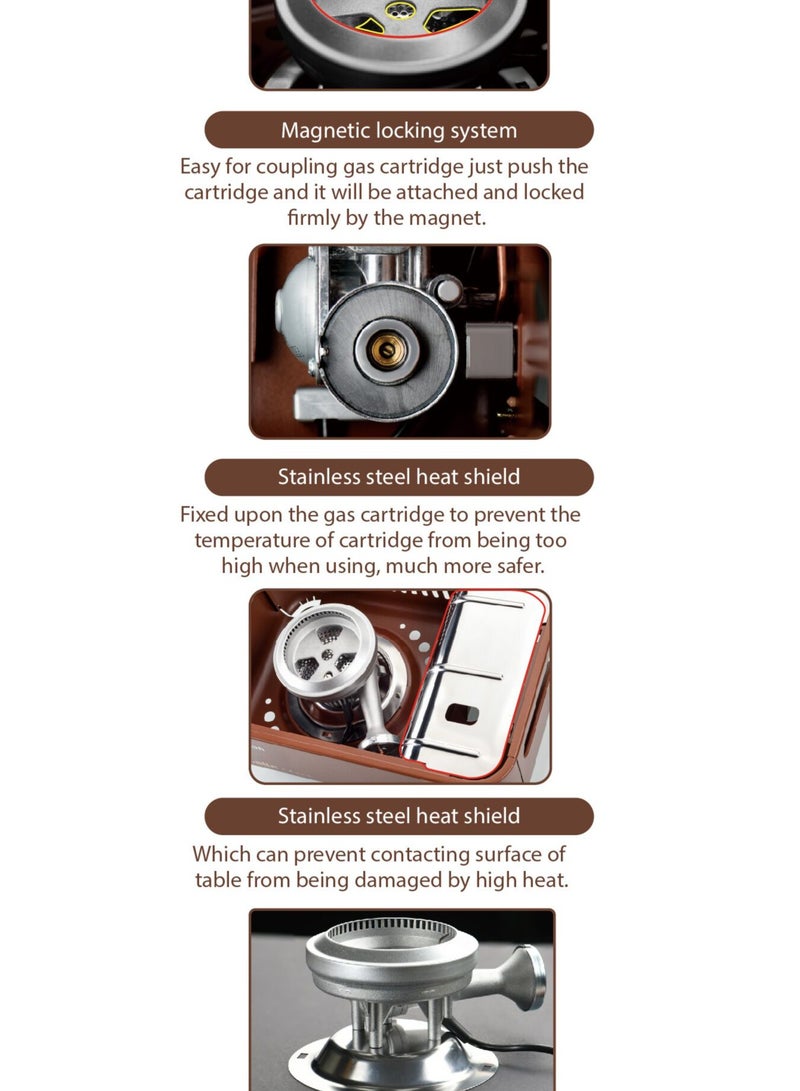 ماكسن موقد غاز محمول للتخييم تانجرين، بموقد من الألمنيوم المصبوب بدقة، تصميم لهب داخلي، نظام قفل مغناطيسي، قرص توزيع هواء من الفولاذ المقاوم للصدأ، إشعال بالضغط والدوران، مدمج وملون للاستخدام الخارجي والرحلات والشواء (برتقالي) - Image 4