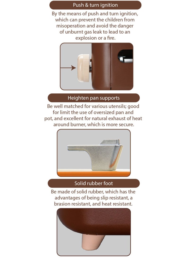 ماكسن موقد غاز محمول للتخييم تانجرين، بموقد من الألمنيوم المصبوب بدقة، تصميم لهب داخلي، نظام قفل مغناطيسي، قرص توزيع هواء من الفولاذ المقاوم للصدأ، إشعال بالضغط والدوران، مدمج وملون للاستخدام الخارجي والرحلات والشواء (برتقالي) - Image 5