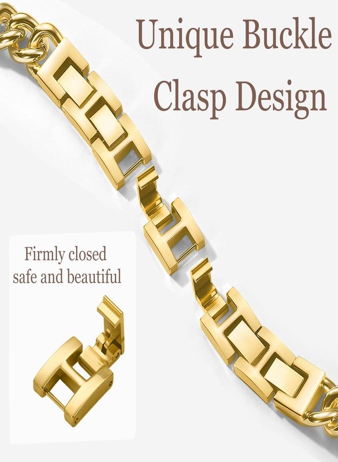 Witzon Gold Band Compatible with Apple Watch Band for Women 41mm 40mm 38mm 42mm 44mm 45mm 46mm, Slim Metal Strap Dressy Chain Link Bracelet Replacement for iWatch Series 11 10 SE 9 8 7 6 5 4 3 2 1 - Image 4
