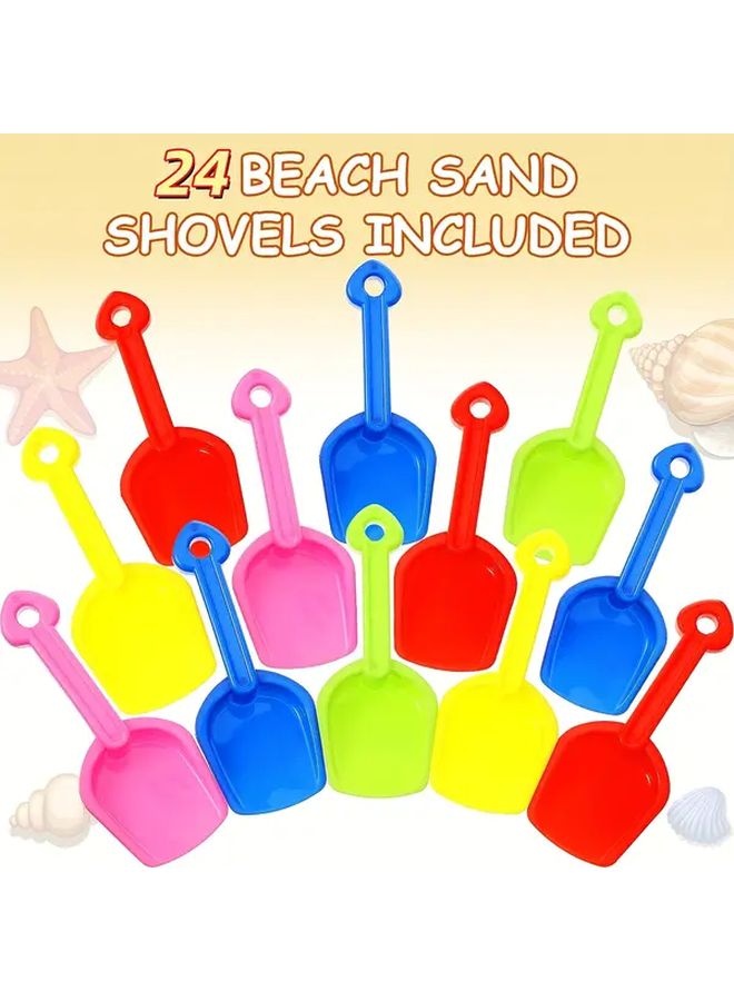 24 Pcs Plastic Sand Shovels 5 Color Assortment For Beach Pool Party Sandcastle - Image 3