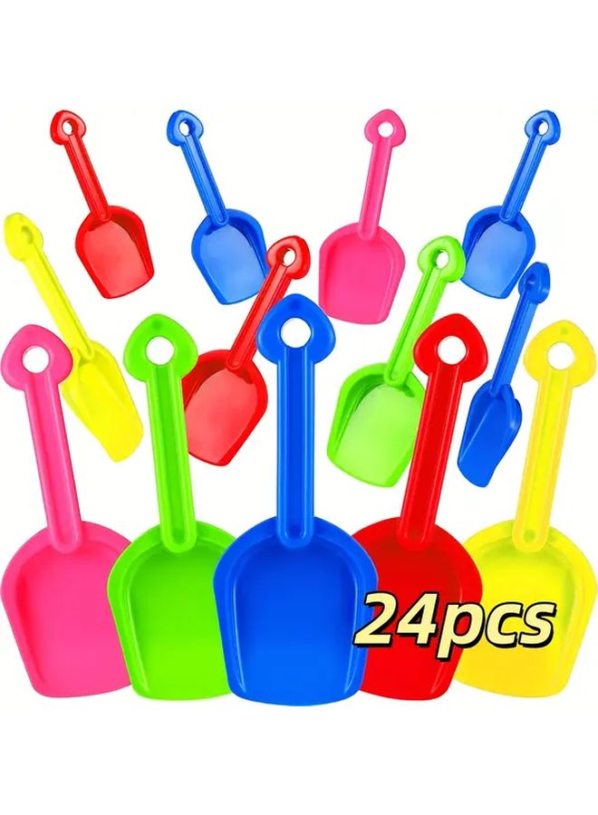 24 Pcs Plastic Sand Shovels 5 Color Assortment For Beach Pool Party Sandcastle - Image 1