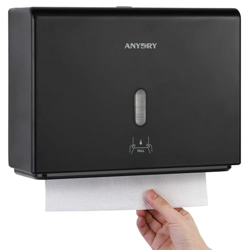 anydry WallMounted Paper Towel Dispenser Fits TriFold Towels up to 10x31 Inches Holds 200 Sheets Ideal for Home Commercial Use Black - Image 1