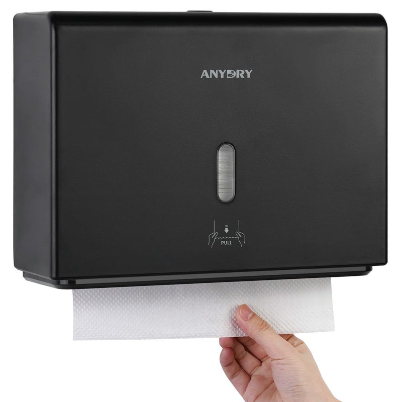 anydry WallMounted Paper Towel Dispenser Fits TriFold Towels up to 10x31 Inches Holds 200 Sheets Ideal for Home Commercial Use Black - Image 2