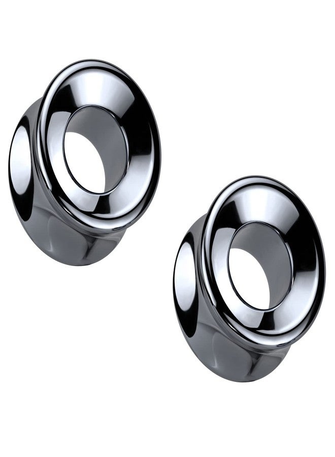Pierced Owl Hematite Stone Light Weight Double Flared Tunnel Plugs, Sold as a Pair (14mm (9/16")) - Image 1