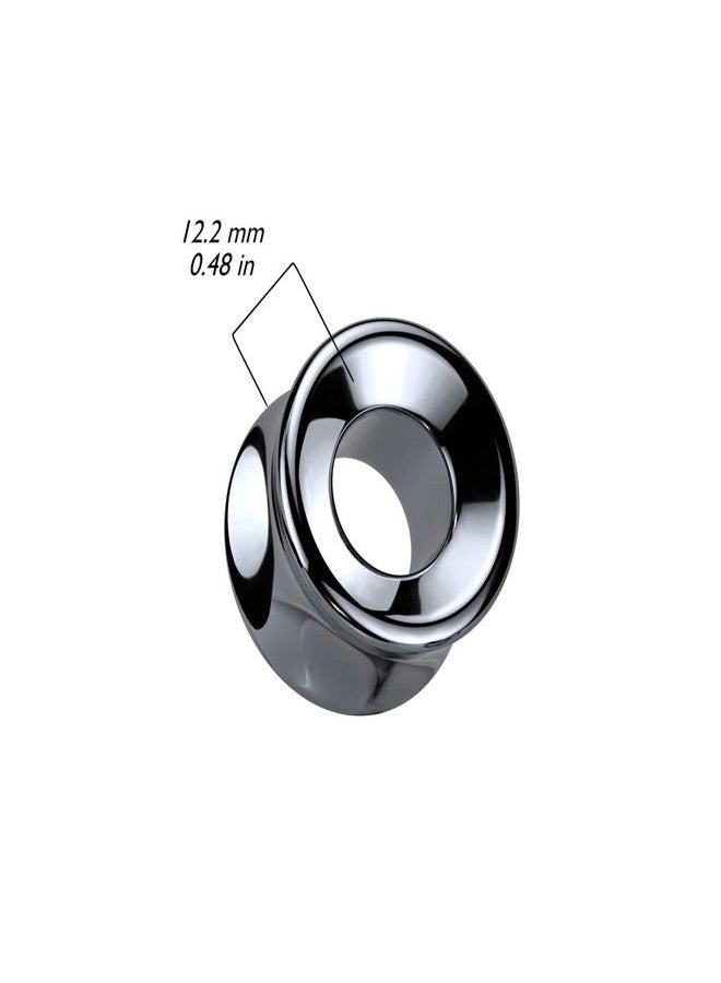Pierced Owl Hematite Stone Light Weight Double Flared Tunnel Plugs, Sold as a Pair (14mm (9/16")) - Image 3