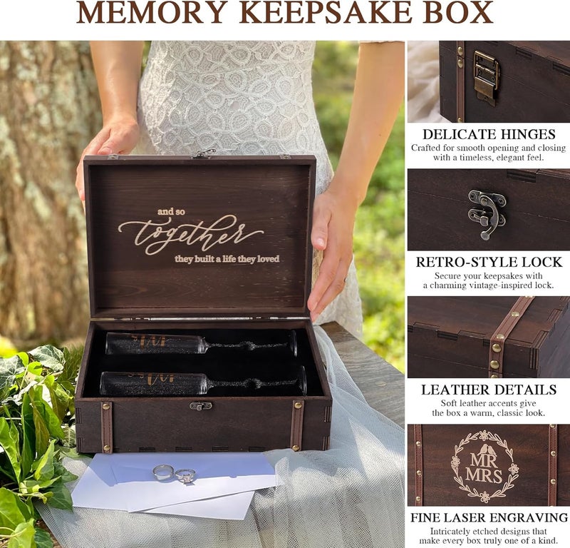 Physkoa Wedding Champagne Flutes-Toasting Mr and Mrs Champagne Glasses with Keepsake Box– Bride and Groom Champagne Glasses - Image 4