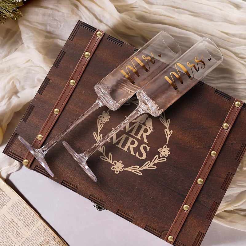 Physkoa Wedding Champagne Flutes-Toasting Mr and Mrs Champagne Glasses with Keepsake Box– Bride and Groom Champagne Glasses - Image 5