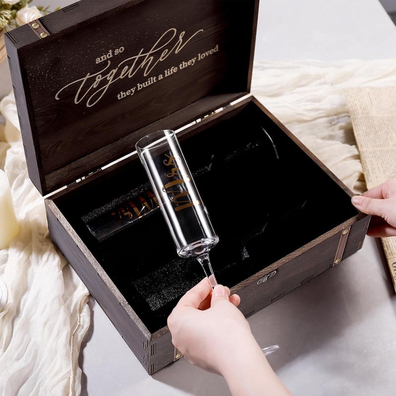 Physkoa Wedding Champagne Flutes-Toasting Mr and Mrs Champagne Glasses with Keepsake Box– Bride and Groom Champagne Glasses - Image 3