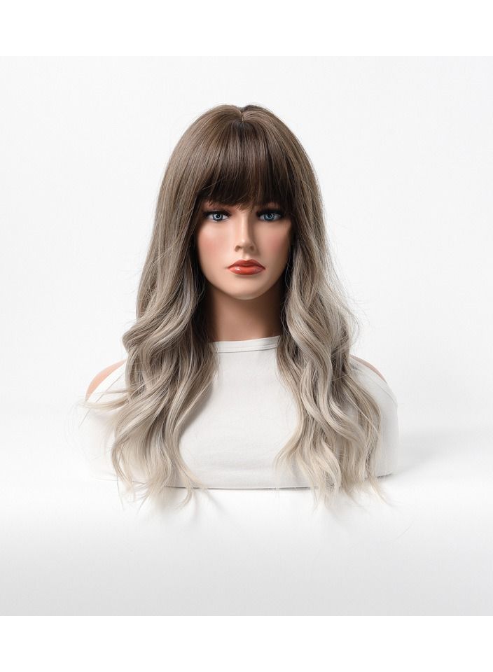 إستيل شعر مستعار نسائي طويل مجعد شعر مموج كبير متوسط ​​طويل غطاء رأس كامل رمادي رمادي - Image 1