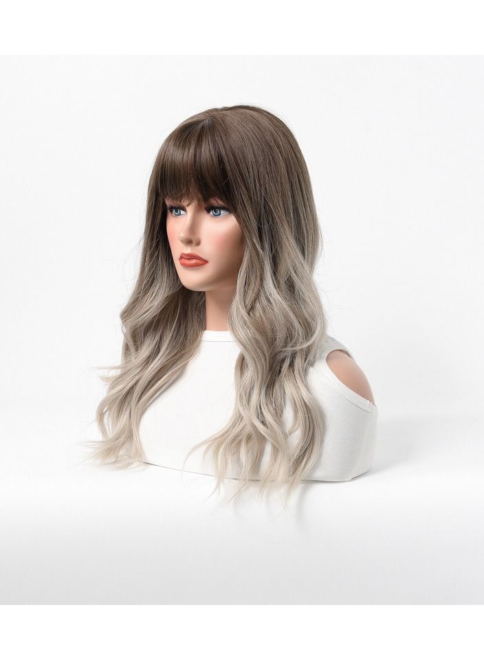 إستيل شعر مستعار نسائي طويل مجعد شعر مموج كبير متوسط ​​طويل غطاء رأس كامل رمادي رمادي - Image 2