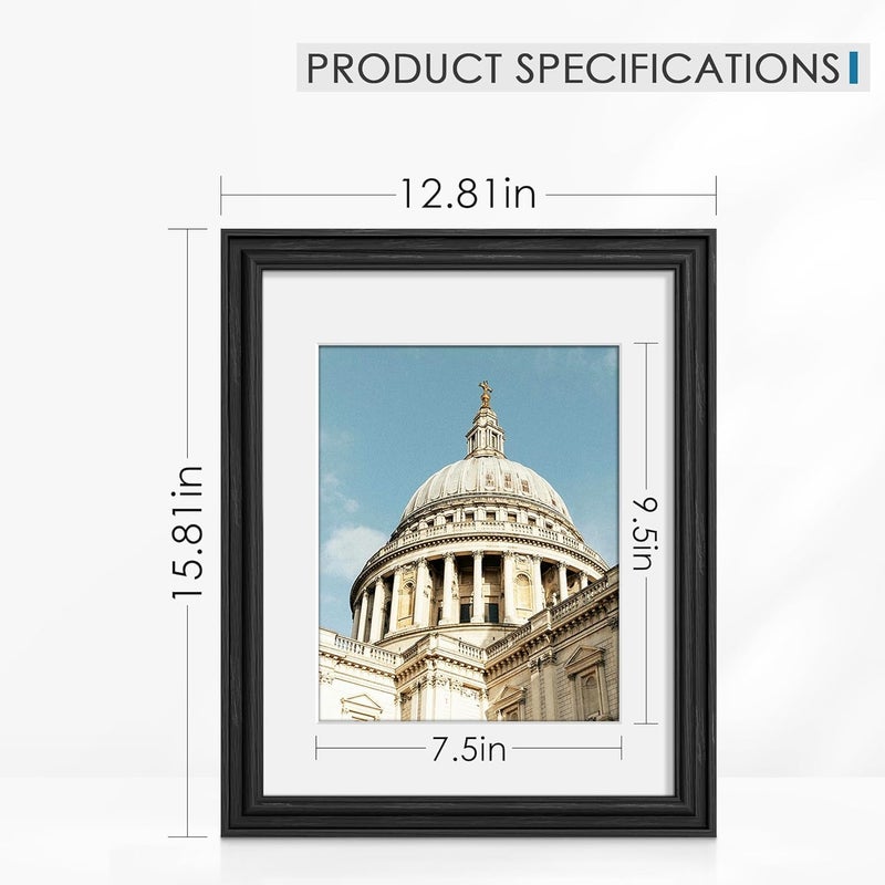 PEALSN 11x14 Picture Frame Set of 6, Display Pictures 8 x 10 with Mat or 11 x 14 Without Mat, Wall Gallery Photo Frames for Wall Mounting or Tabletop Display, Black Woodgrain - Image 3