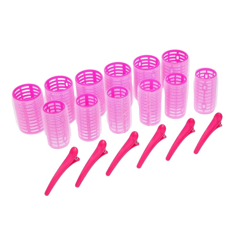 18pcs Plastic Hair Curlers and Jaw Clips Set Self-adhesive Rollers for Long and Short Hair Styling for Women and Bangs - Image 1
