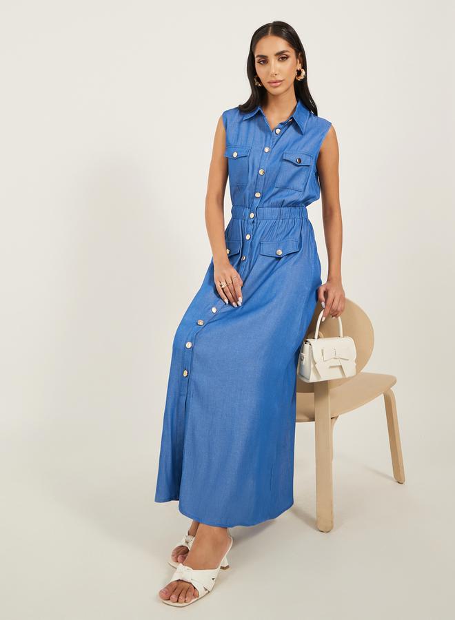 Styli Denim Button-Down Dress  - Image 1