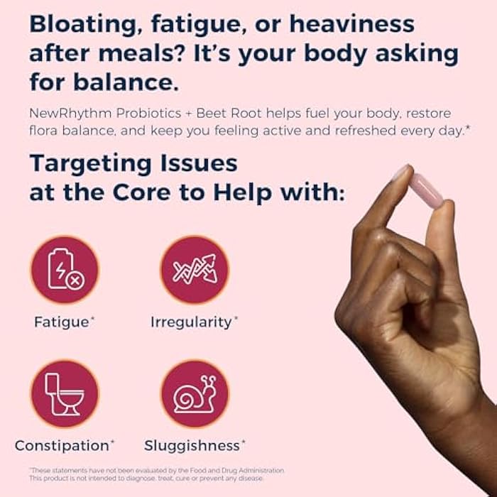 NewRhythm Probiotics for Women & Men 25 Billion CFU, with Organic Beet Root Extract, Nitric Oxide, Circulation, Energy & Heart Health, All Natural, Vegan, Non-GMO, 30 Caps - Image 3