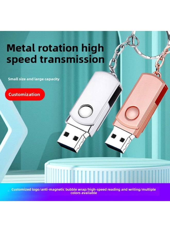 Lettering Rotating USB Flash Disk 16G Car 32G USB Flash Disk 3.0 Metal 8G Lettering USB Flash Disk 64G High Speed USB Flash Disk 128g-Capacity:64GB - Image 1
