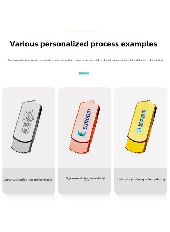 Lettering Rotating USB Flash Disk 16G Car 32G USB Flash Disk 3.0 Metal 8G Lettering USB Flash Disk 64G High Speed USB Flash Disk 128g-Capacity:64GB - Image 3