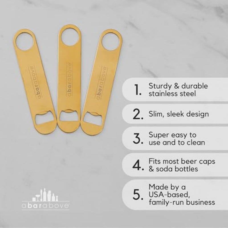 Bottle Opener, Bartender Tool, Flat Bar Blade Speed Opener, Heavy Beer Cap Lifter With Thumb Hole, Dishwasher Safe Rust Resistant, Bartender Accessories,,Pack of 3 - Image 2