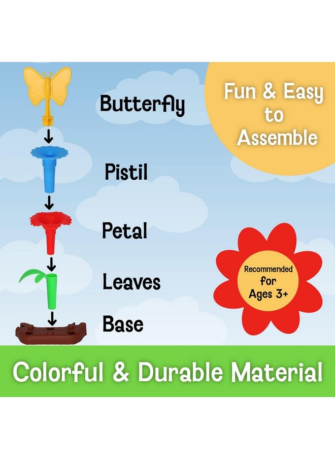 Mindware MindWare Flower Building Toy Set for 3 4 5 6 7 Year Old Girls and Boys, Preschool and Kindergarten STEM Educational Building Toys for Kids Ages 4-8, Flower Garden Building Toy with Storage Case  - Image 3