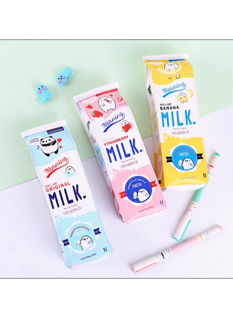 إسكدنيا مقلمة إبداعية ولطيفة ذات سعة كبيرة، مقلمة محاكاة مريحة ومثيرة للاهتمام، محفظة عملات معدنية مقاومة للماء وحافظة مقلمة (الحليب الأزرق الفاتح) - Image 5