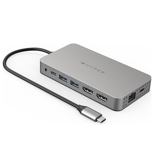 HyperDrive 4K Dual HDMI USB C Hub M1 MacBook 10in1: Dual 4K HDMI, Gigabit Ethernet, USB-A, USB-C, USB-C 100W Power Delivery, MicroSD/SD, Headphone Jack for MacBook Pro/Air(M1), Windows PC, Chromebook - Image 1
