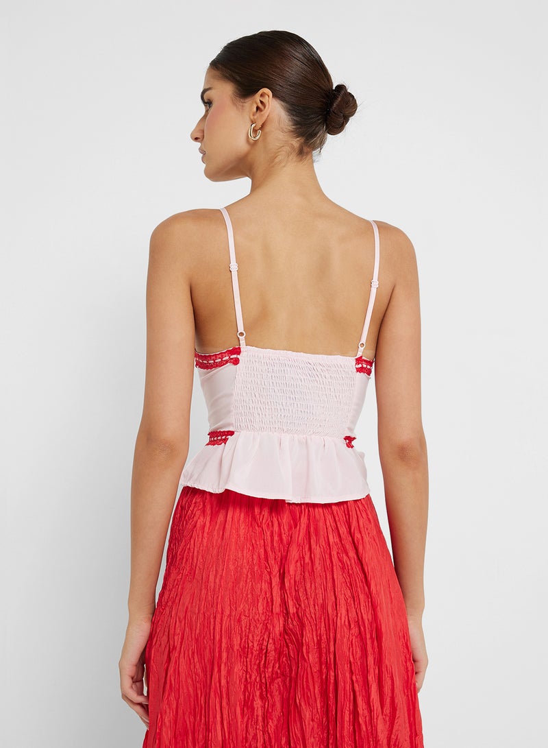 جينجر بلوزة كامي بتفاصيل ربط وحواف متباينة - Image 2