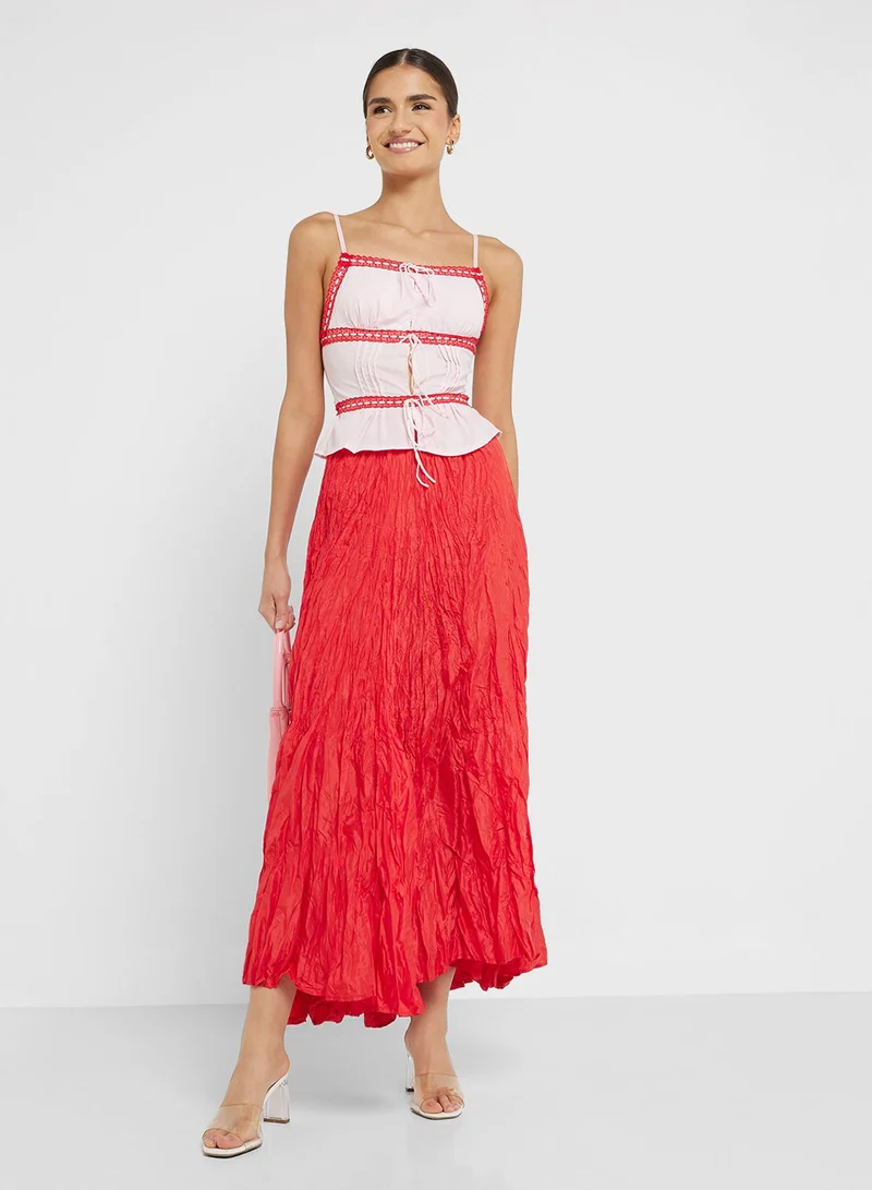 Ginger Cami Tie Up Detail Top With Contrast Trim