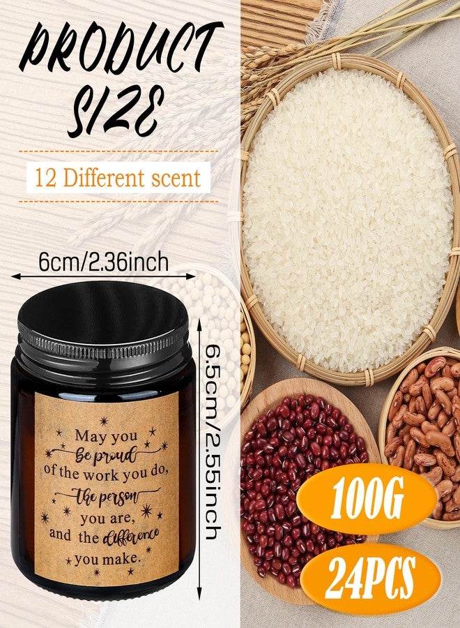 MTLEE 24 Pcs Christmas Jars Thank You Gift Candles 3.5 oz Employee Appreciation Gifts Bulk Soy Wax Jar Inspirational Candle Thank You for Coworkers Employee Women Teacher Volunteers(Stylish Style) - Image 2