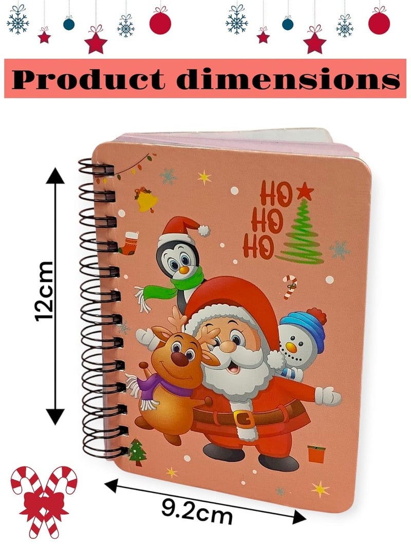 Tera13 دفتر ملاحظات حلزوني صغير، هدية عيد الميلاد سانتا كلوز، هدايا حفلة عيد الميلاد/هدايا العودة للأطفال، دفتر للأطفال، هدايا عيد الميلاد للأطفال، دفتر عيد الميلاد (4 قطع) - Image 3