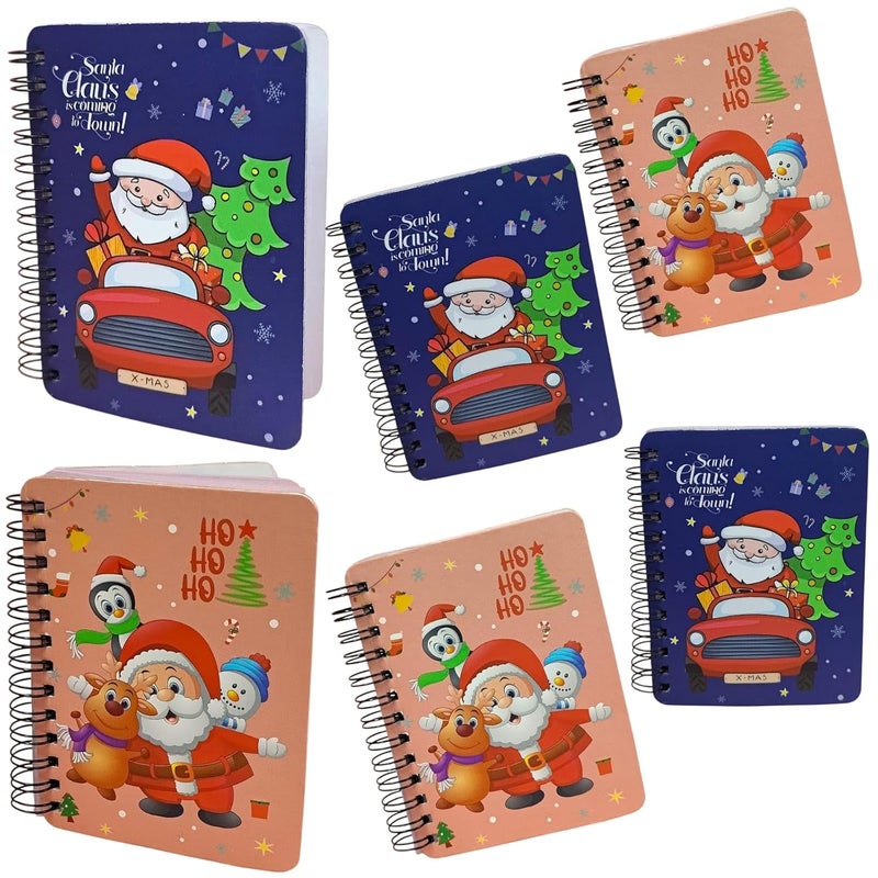 Tera13 دفتر ملاحظات حلزوني صغير، هدية عيد الميلاد سانتا كلوز، هدايا حفلة عيد الميلاد/هدايا العودة للأطفال، دفتر للأطفال، هدايا عيد الميلاد للأطفال، دفتر عيد الميلاد (4 قطع) - Image 2