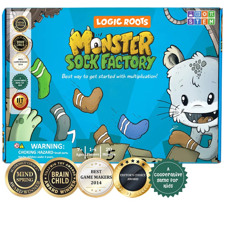 Logic Roots Monster Sock Factory Multiplication and Division Game  Fun Math Board Game for 610 Year Olds Easy to Play STEM Toy for Kids at Home Learning Gift for Girls  Boys Grade 1 and Up - Image 2