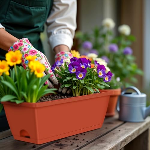 CADUKE Railing Planter Boxes Deck 2 Pack Railing Flower Box with Adjustable Bracket 17 Inch Window Boxes Rectangle Window Deck Hanging Planters Boxes for Outdoor Patio, Red - Image 4