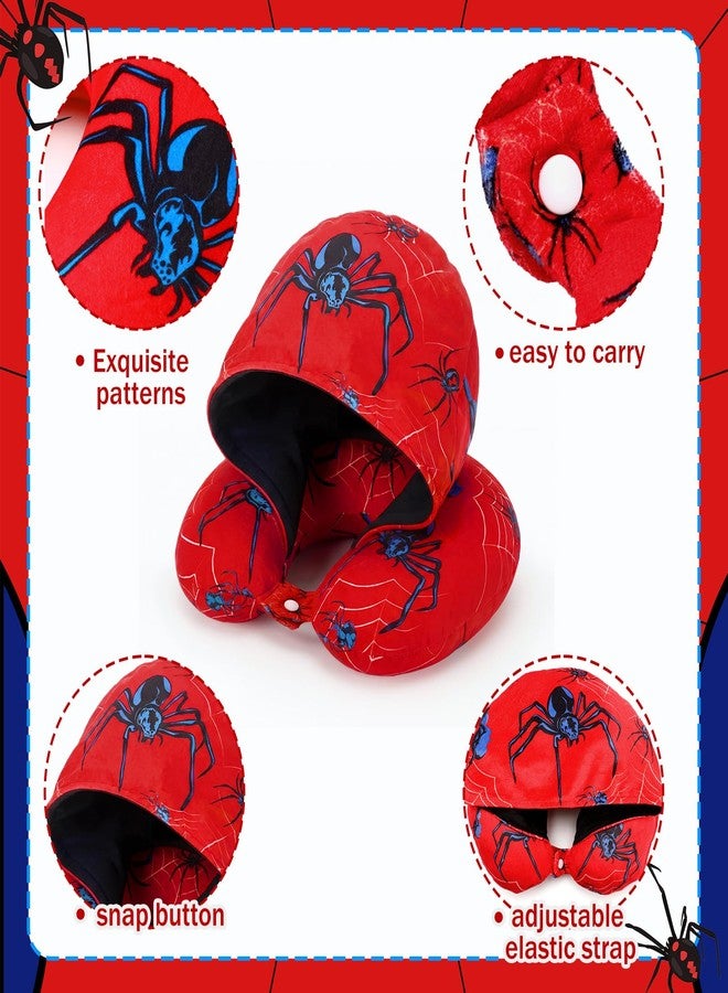 Gilprop Privacy Friendly Hooded Travel Pillow, U Shaped Memory Foam Neck Pillow with Washable Cover, Soft Neck Head Support Travel Accessories for Airplane Car Train Bus Trips(Spider Style) - Image 4