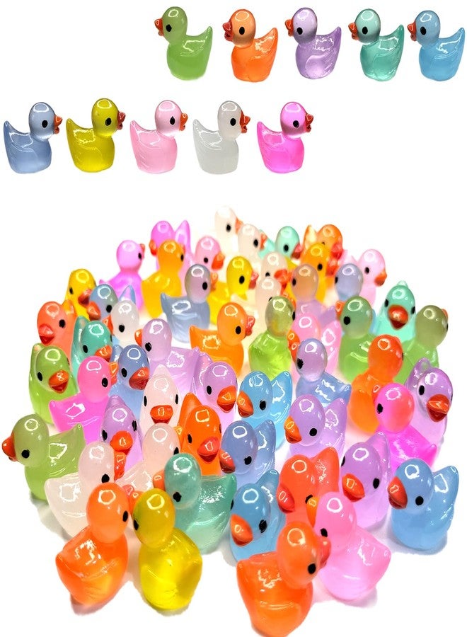 Cidinge 100 Pcs Luminous Mini Resin Ducks Tiny Glow in The Dark Duck Micro Garden Landscape Potted Plants Decoration Aquarium Dollhouse Ornament for Family Crafts Decor - Image 1